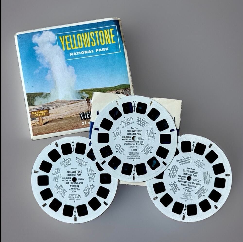 Vintage View-Master Yellowstone National Park 3 Reel Set A3062 Original Packet